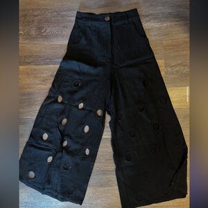 Fashion Brand Company Black Swiss Cheese Linen Pants Small